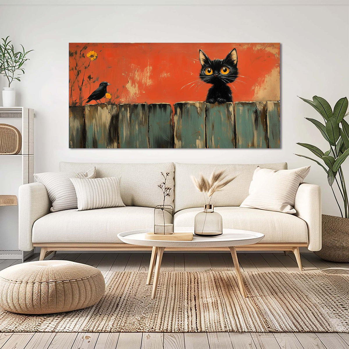 Orange Black and White Abstract Wall Art for Living Room Canvas Painting Prints Artwork Family Bedroom Office Decor