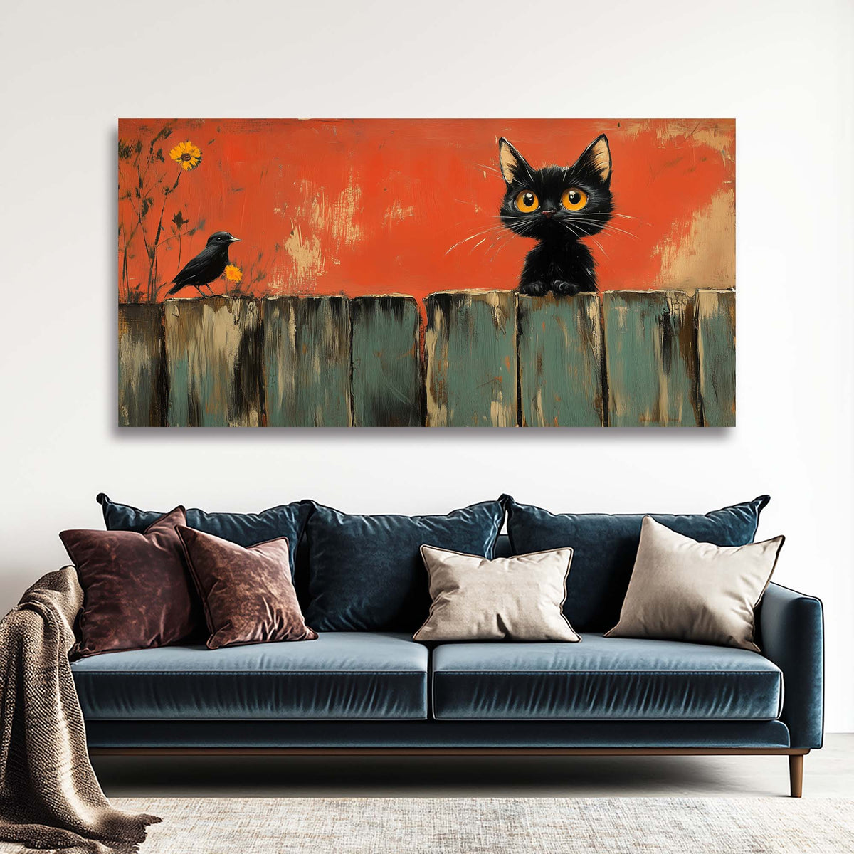 Orange Black and White Abstract Wall Art for Living Room Canvas Painting Prints Artwork Family Bedroom Office Decor