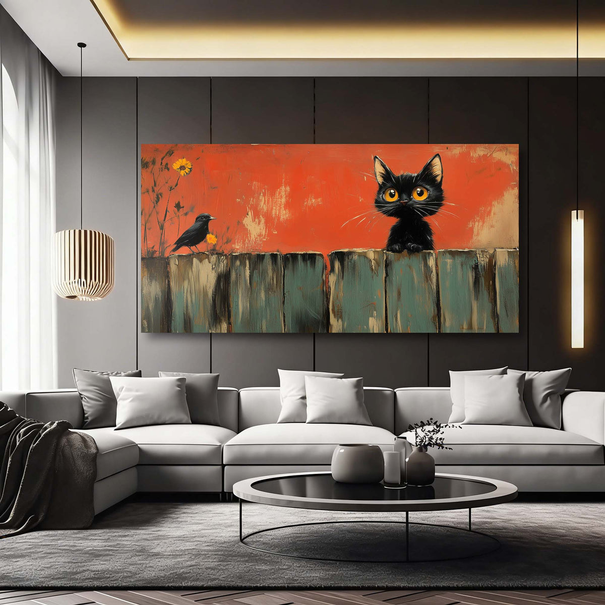 Orange Black and White Abstract Wall Art for Living Room Canvas Painting Prints Artwork Family Bedroom Office Decor