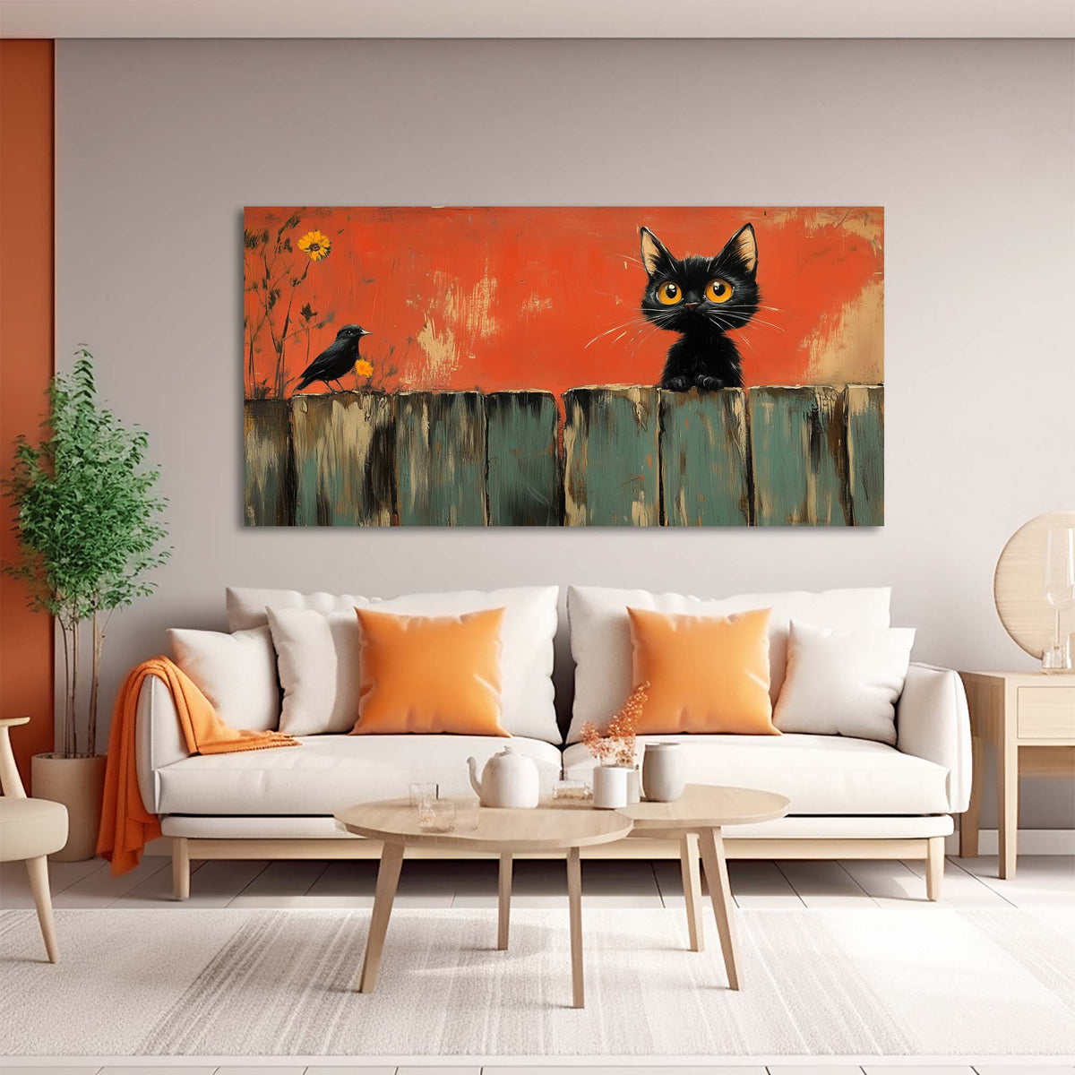 Orange Black and White Abstract Wall Art for Living Room Canvas Painting Prints Artwork Family Bedroom Office Decor