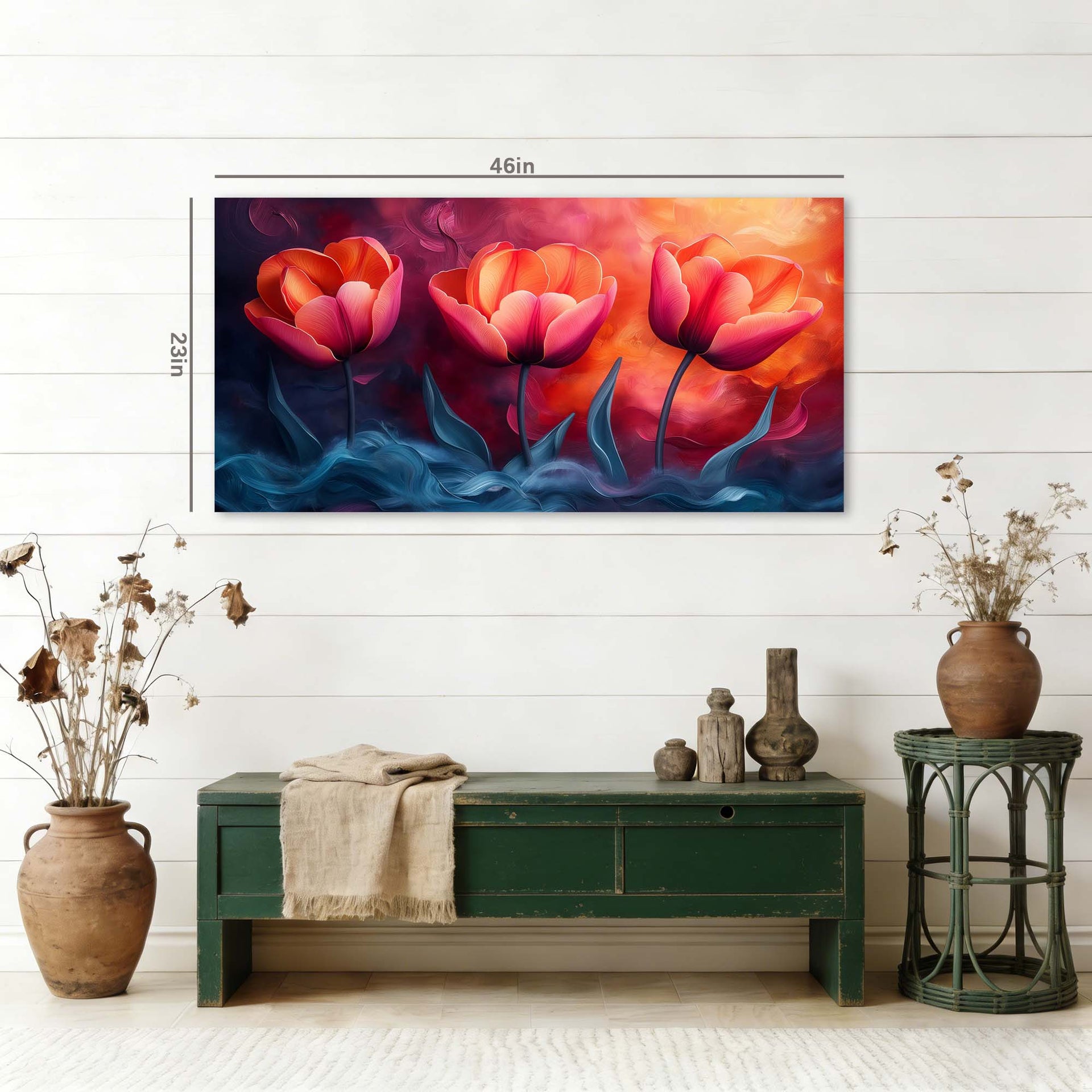 Gold Pretty Floral Wall Art for Living Room Canvas Painting Prints Artwork Family Bedroom Office Decor