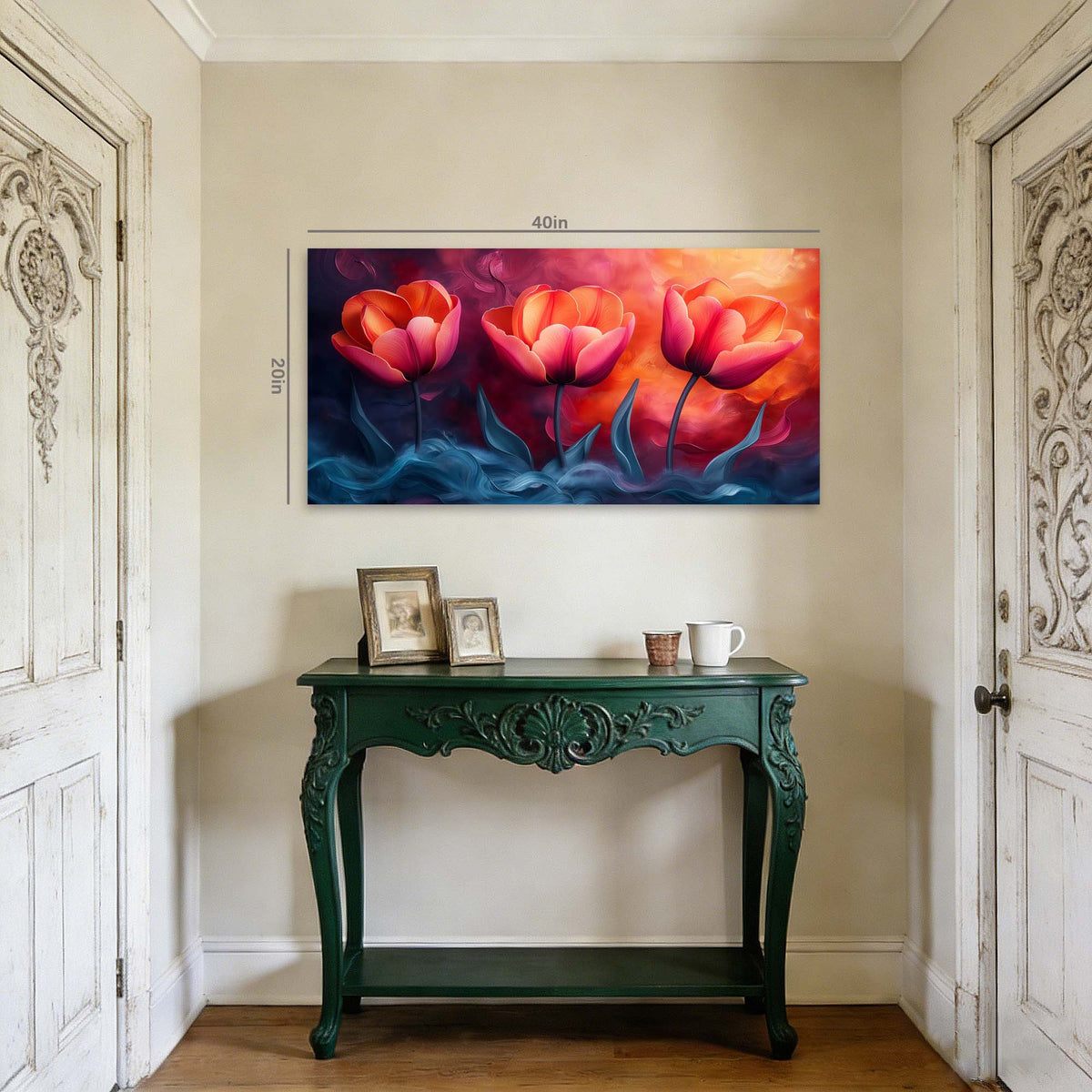 Gold Pretty Floral Wall Art for Living Room Canvas Painting Prints Artwork Family Bedroom Office Decor