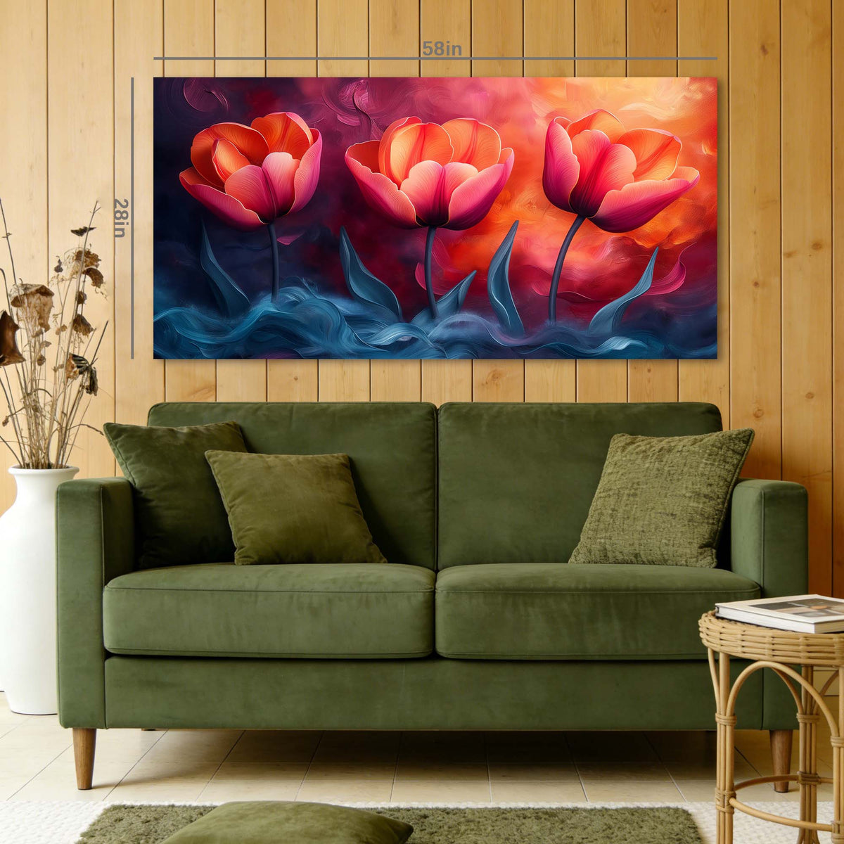 Gold Pretty Floral Wall Art for Living Room Canvas Painting Prints Artwork Family Bedroom Office Decor