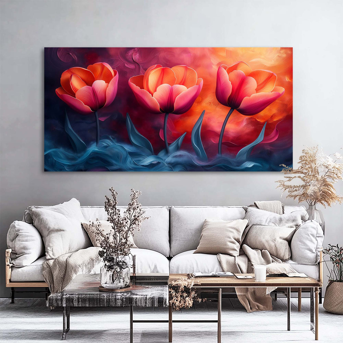 Gold Pretty Floral Wall Art for Living Room Canvas Painting Prints Artwork Family Bedroom Office Decor
