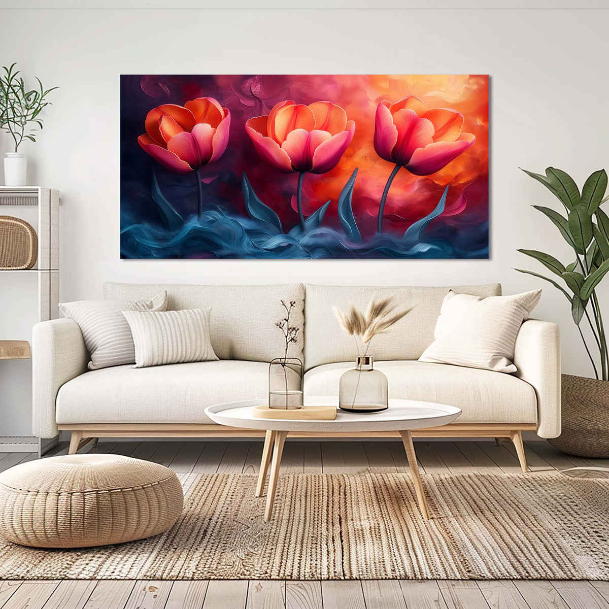 Gold Pretty Floral Wall Art for Living Room Canvas Painting Prints Artwork Family Bedroom Office Decor