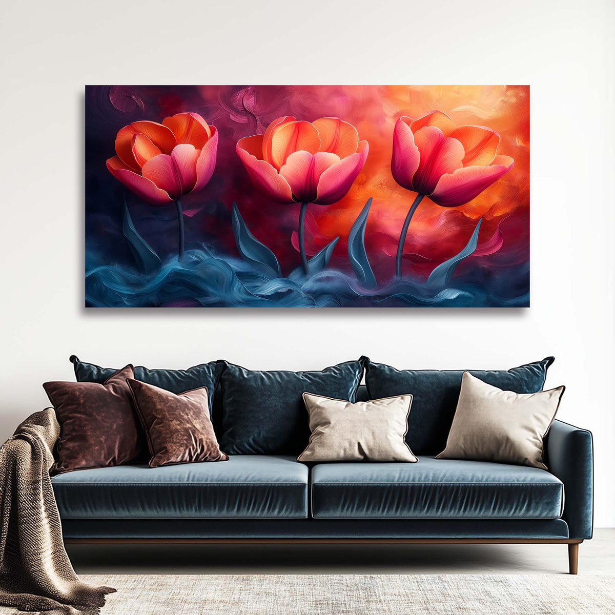 Gold Pretty Floral Wall Art for Living Room Canvas Painting Prints Artwork Family Bedroom Office Decor
