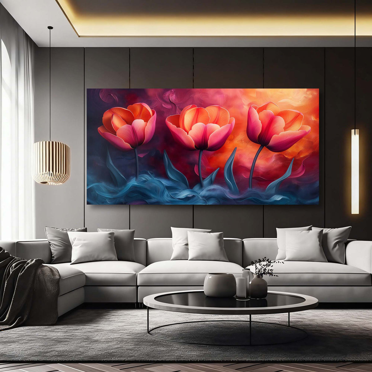 Gold Pretty Floral Wall Art for Living Room Canvas Painting Prints Artwork Family Bedroom Office Decor