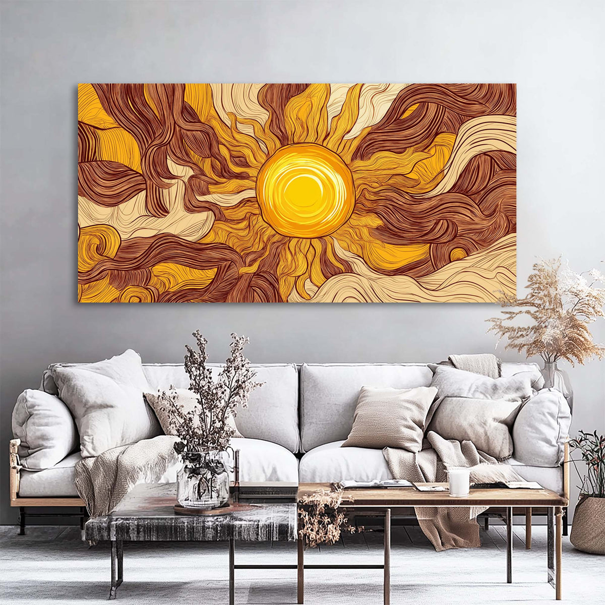 Brown Black and White Abstract Wall Art Modern Canvas Painting Prints Artwork Office Hallway Bedroom Living Room Decor
