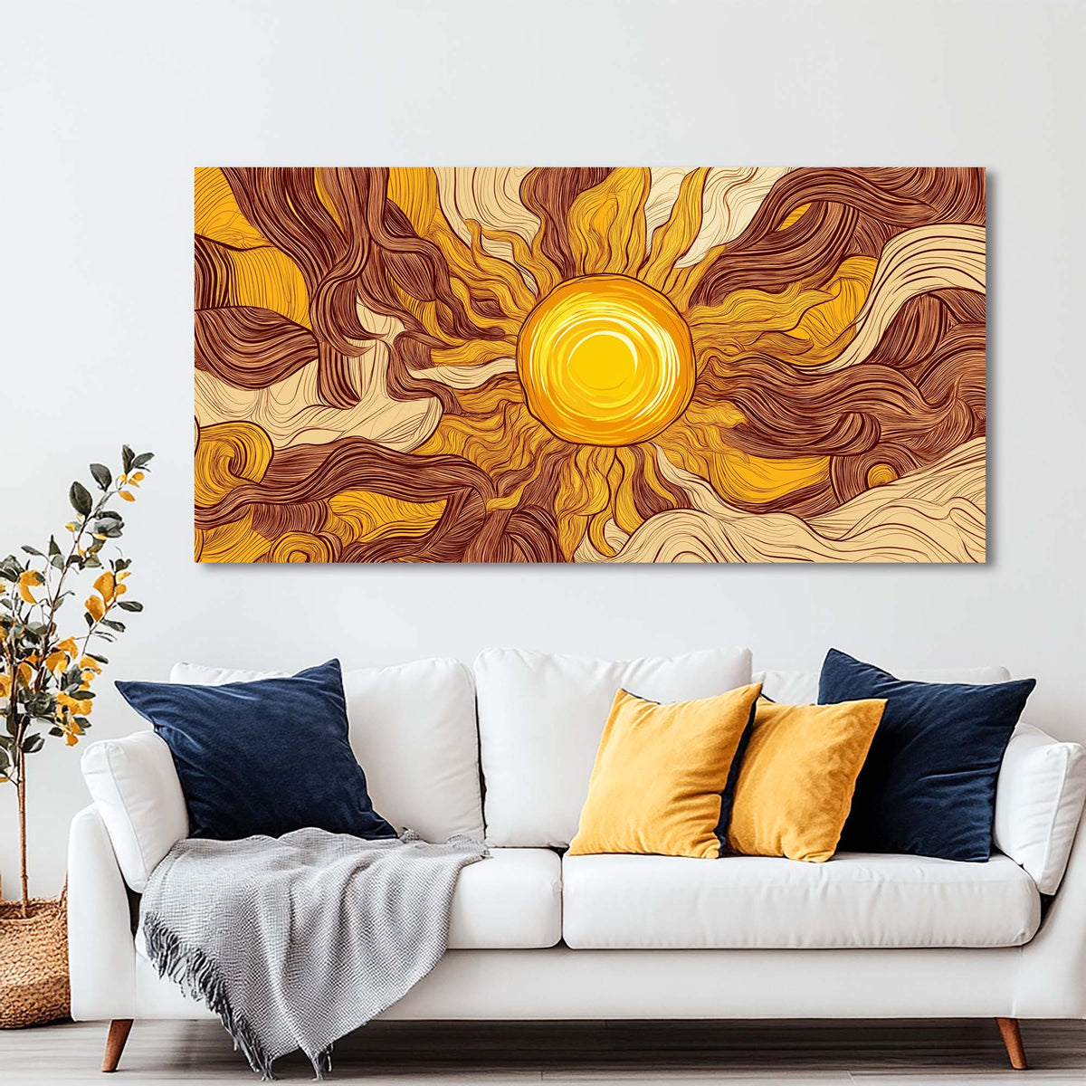 Brown Black and White Abstract Wall Art Modern Canvas Painting Prints Artwork Office Hallway Bedroom Living Room Decor