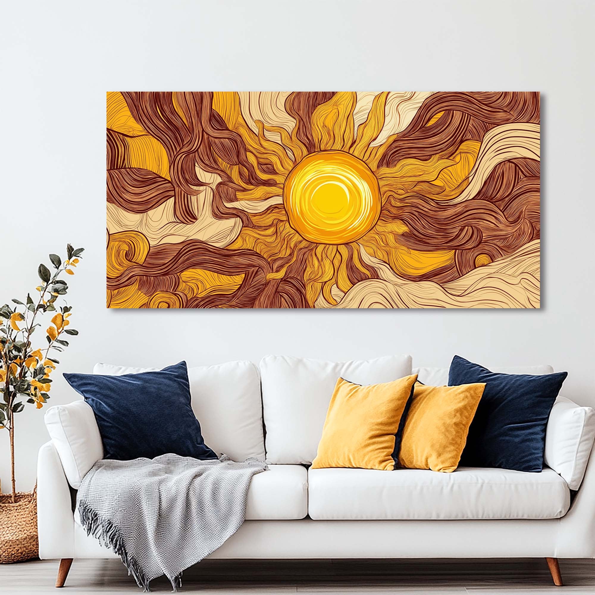 Brown Black and White Abstract Wall Art Modern Canvas Painting Prints Artwork Office Hallway Bedroom Living Room Decor