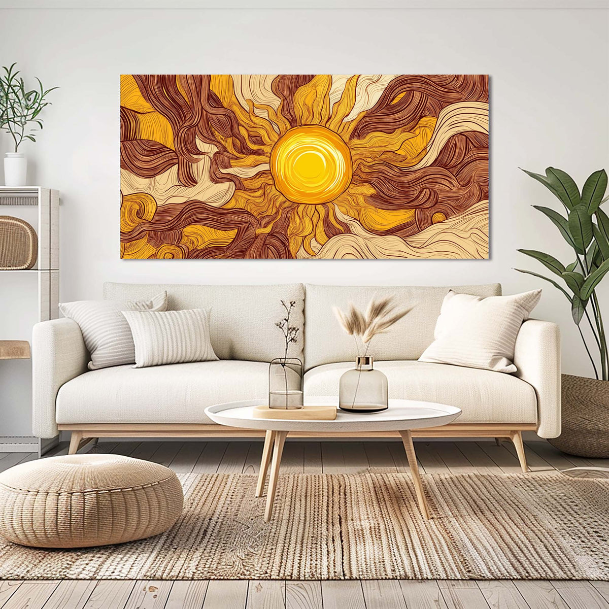 Brown Black and White Abstract Wall Art Modern Canvas Painting Prints Artwork Office Hallway Bedroom Living Room Decor