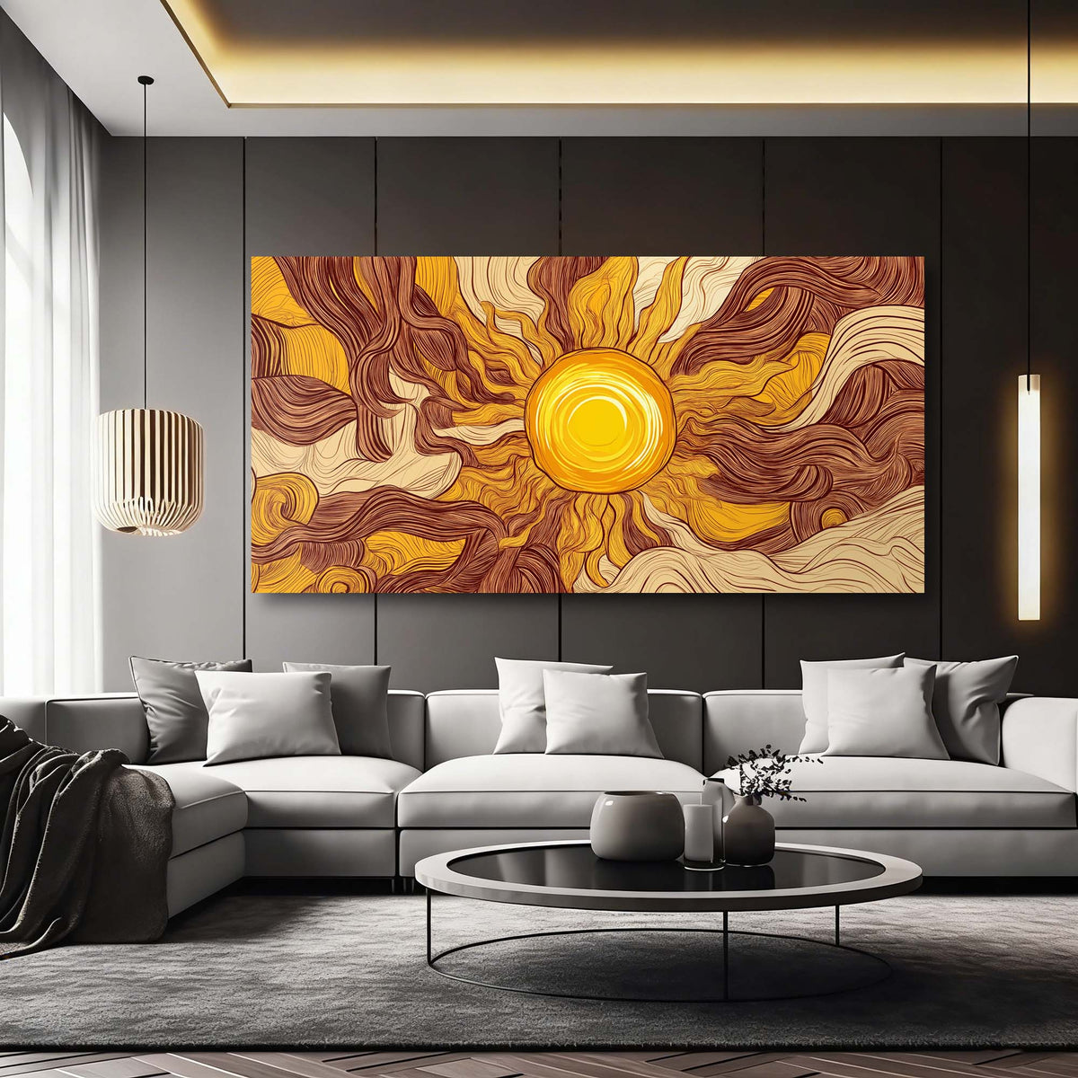 Brown Black and White Abstract Wall Art Modern Canvas Painting Prints Artwork Office Hallway Bedroom Living Room Decor