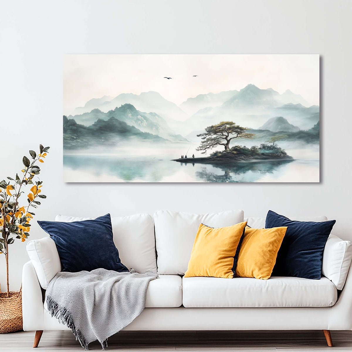 Gray Traditional Nature Wall Art for Living Room Canvas Painting Prints Artwork Family Bedroom Office Decor