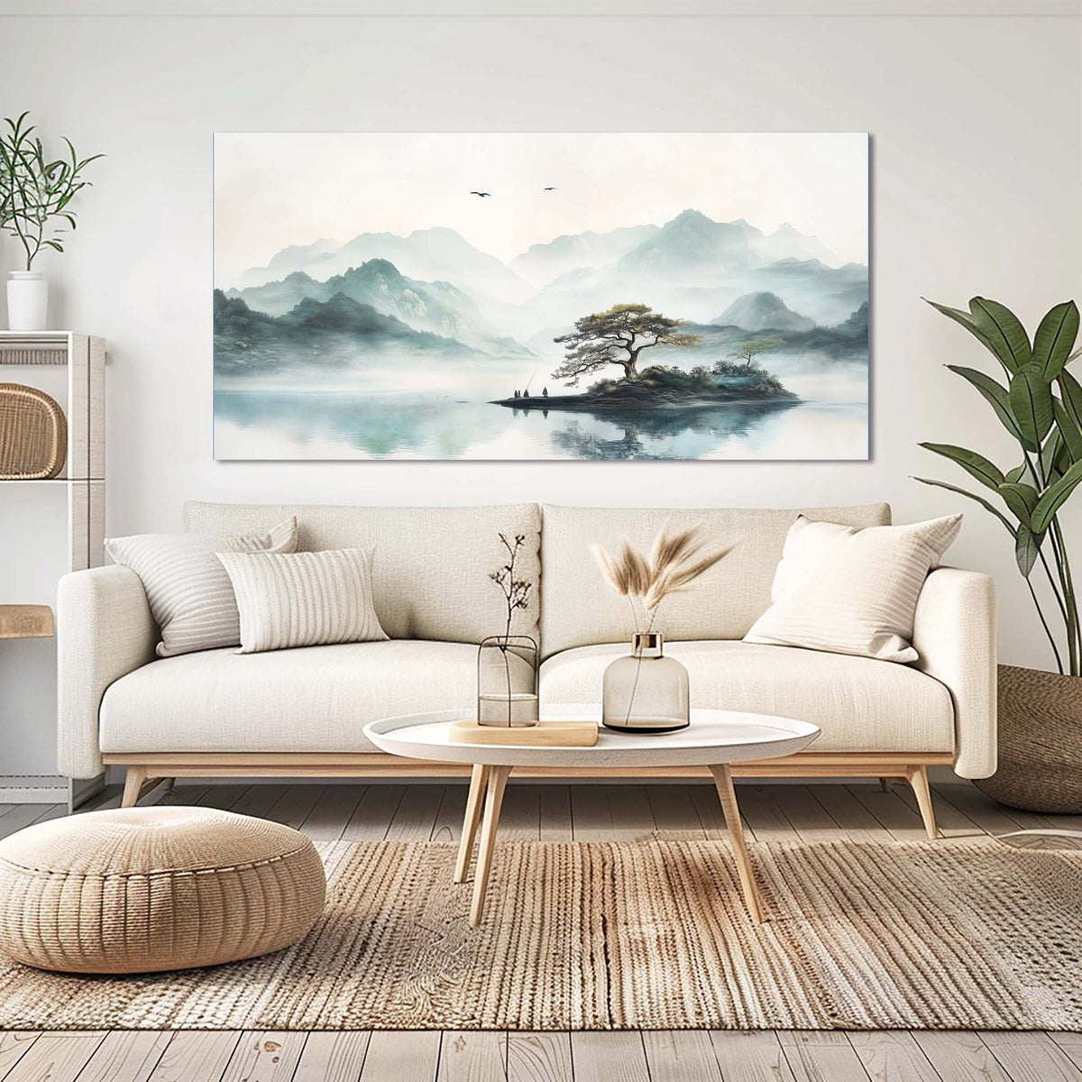 Gray Traditional Nature Wall Art for Living Room Canvas Painting Prints Artwork Family Bedroom Office Decor