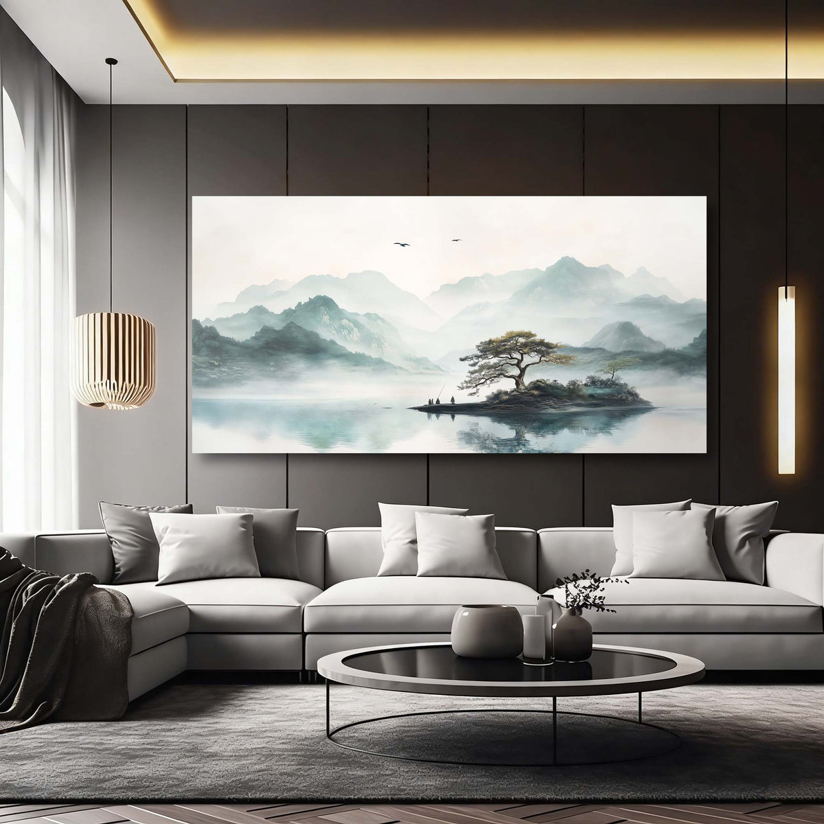 Gray Traditional Nature Wall Art for Living Room Canvas Painting Prints Artwork Family Bedroom Office Decor
