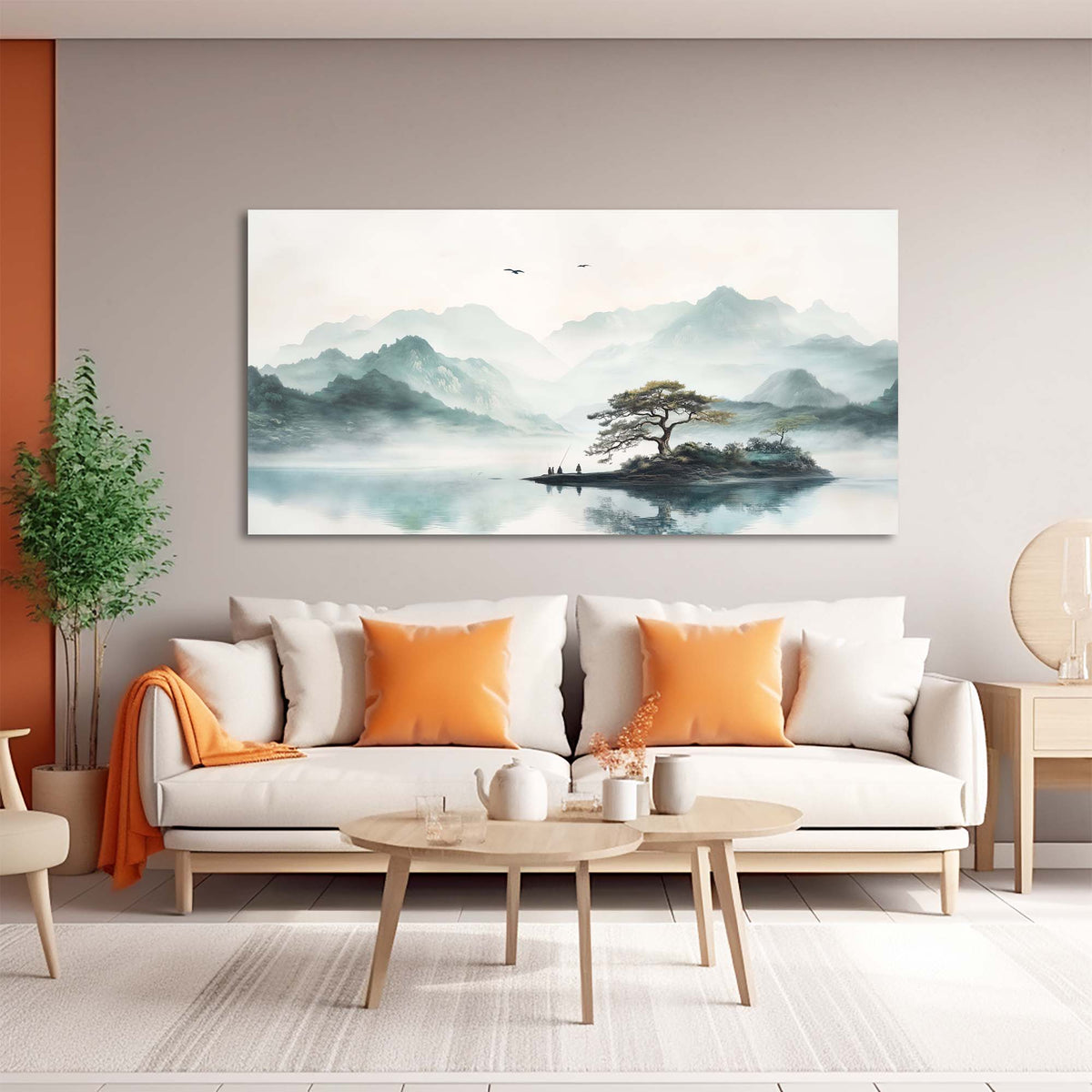 Gray Traditional Nature Wall Art for Living Room Canvas Painting Prints Artwork Family Bedroom Office Decor