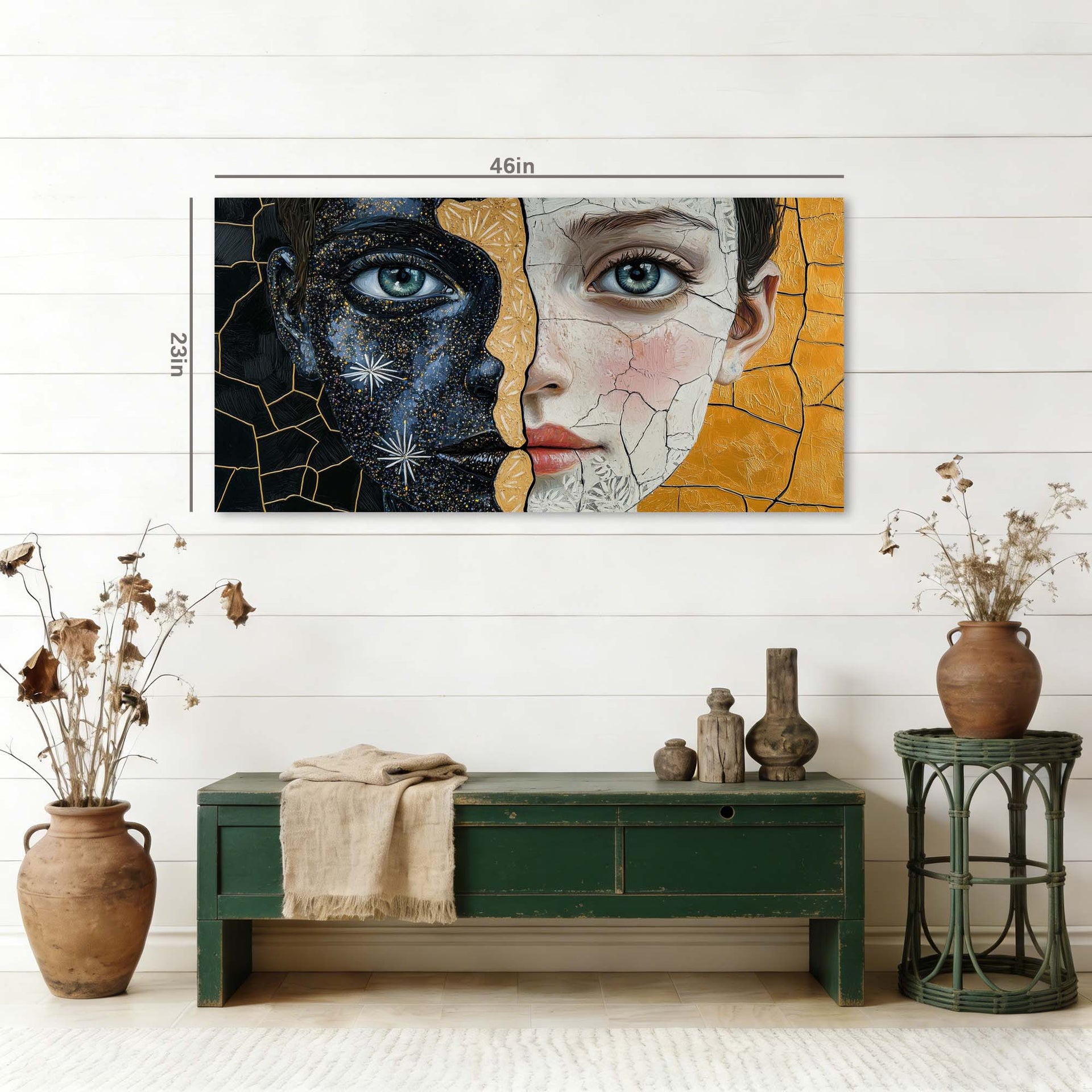 Yellow Mysterious Horror Wall Art for Living Room Canvas Painting Prints Artwork Family Bedroom Office Decor