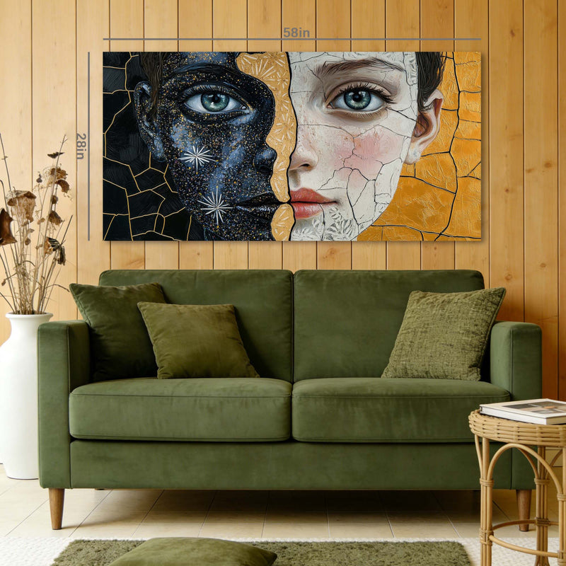 Yellow Mysterious Horror Wall Art for Living Room Canvas Painting Prints Artwork Family Bedroom Office Decor