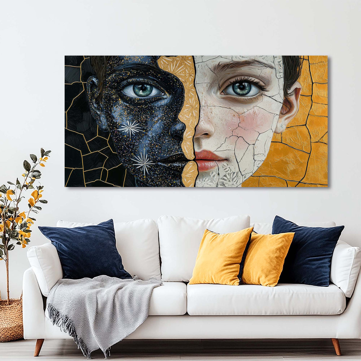 Yellow Mysterious Horror Wall Art for Living Room Canvas Painting Prints Artwork Family Bedroom Office Decor