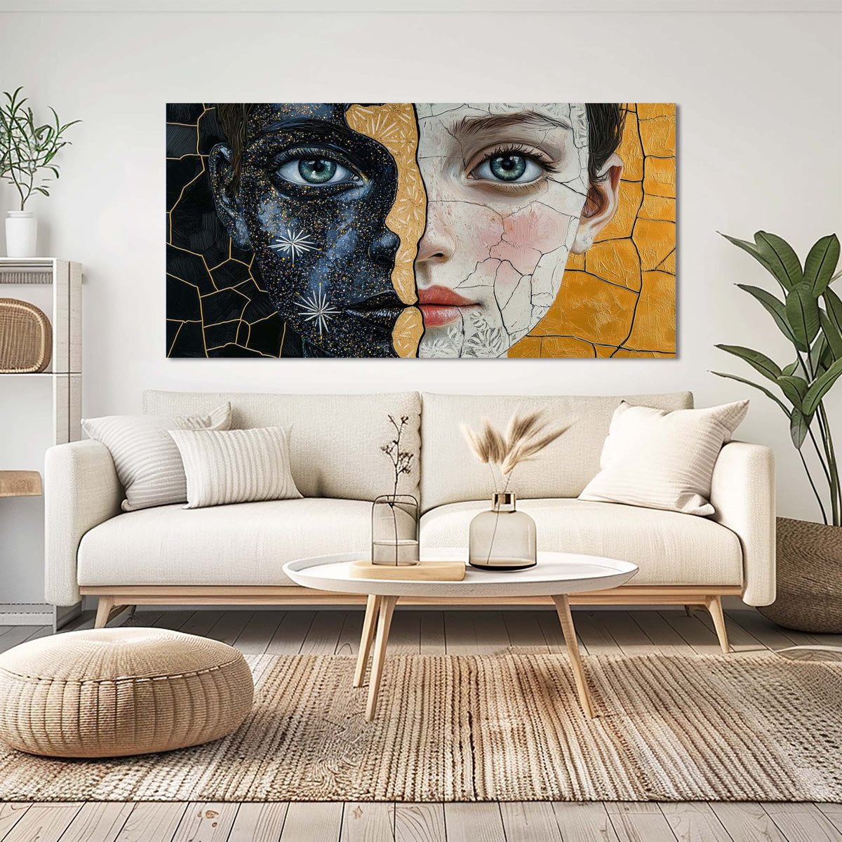Yellow Mysterious Horror Wall Art for Living Room Canvas Painting Prints Artwork Family Bedroom Office Decor