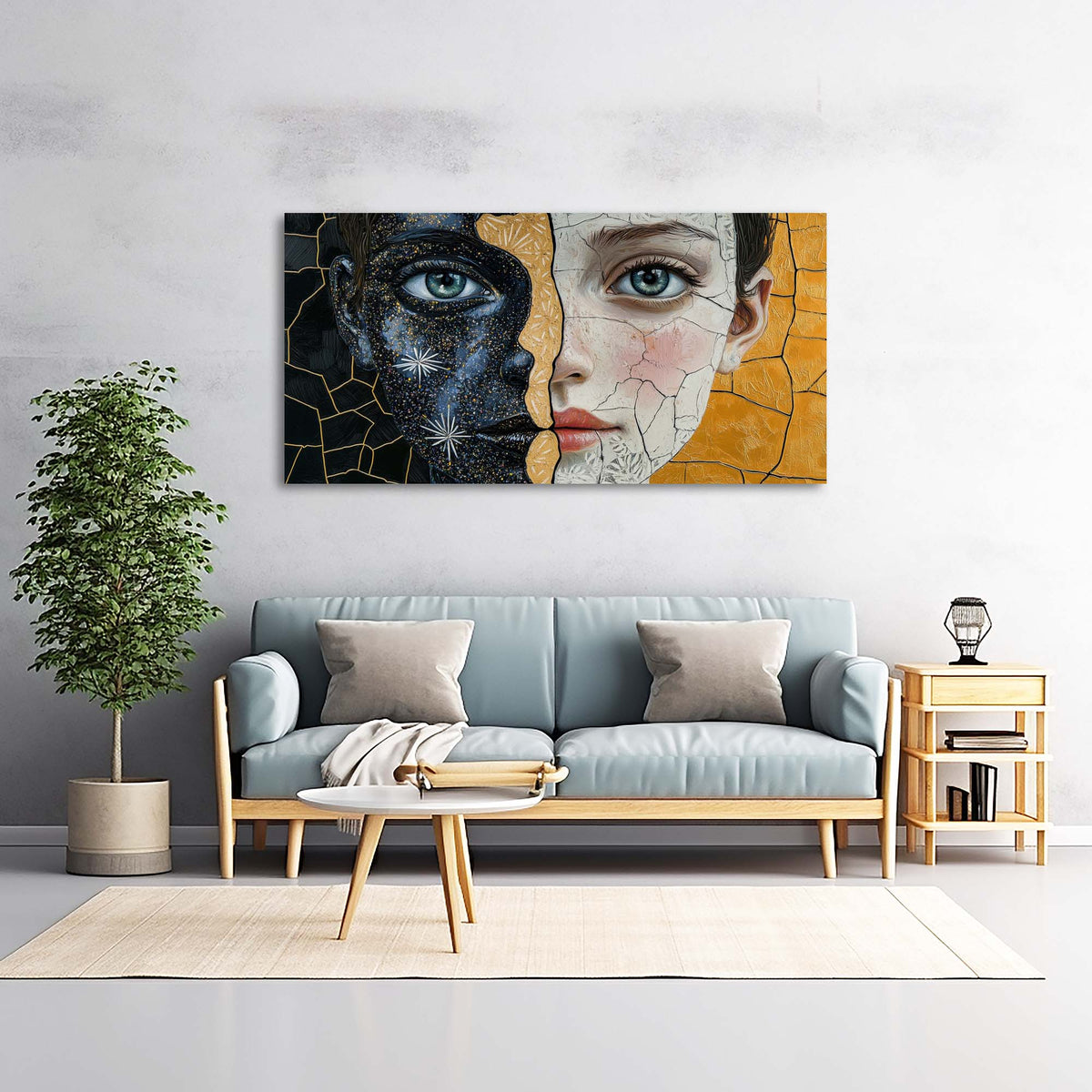 Yellow Mysterious Horror Wall Art for Living Room Canvas Painting Prints Artwork Family Bedroom Office Decor