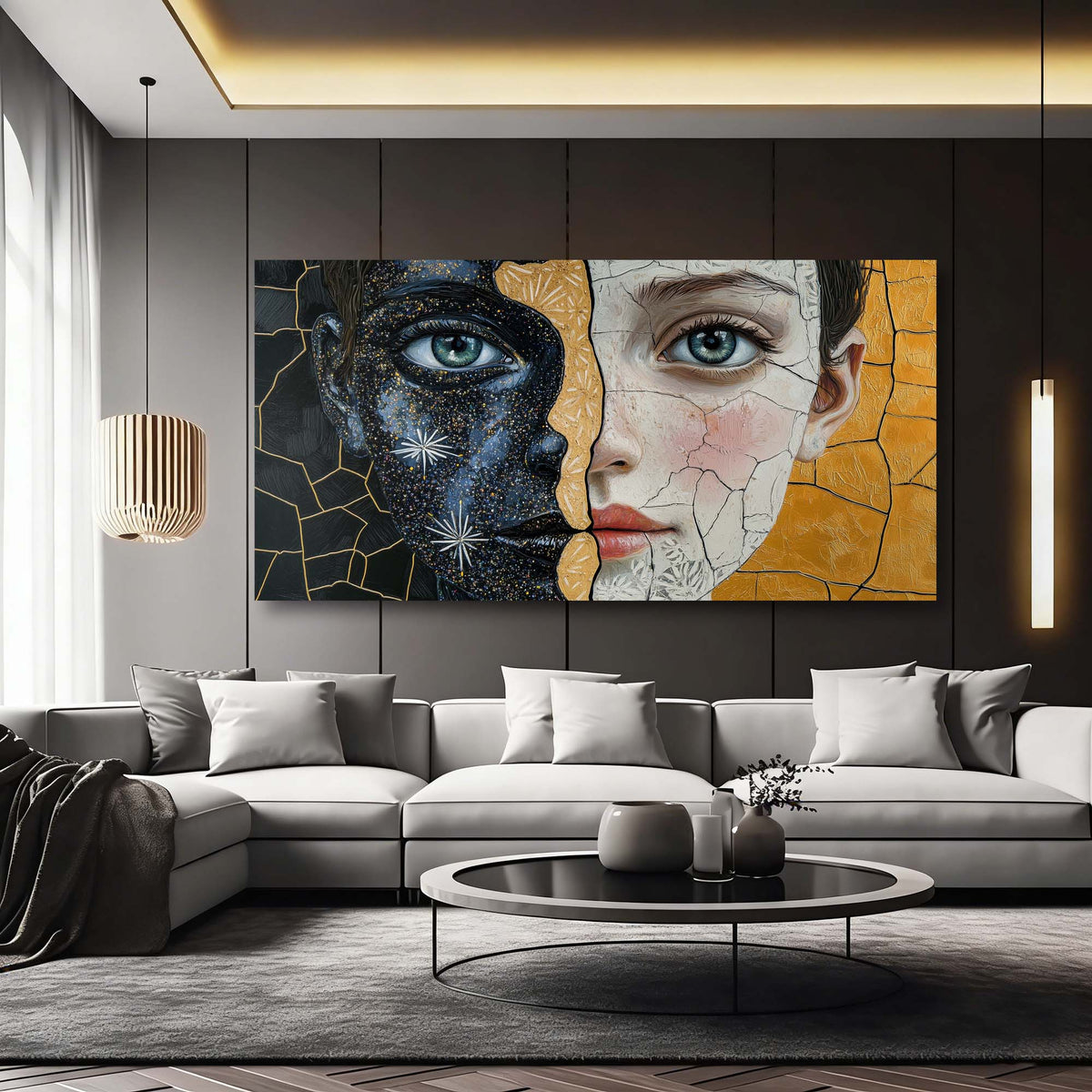 Yellow Mysterious Horror Wall Art for Living Room Canvas Painting Prints Artwork Family Bedroom Office Decor