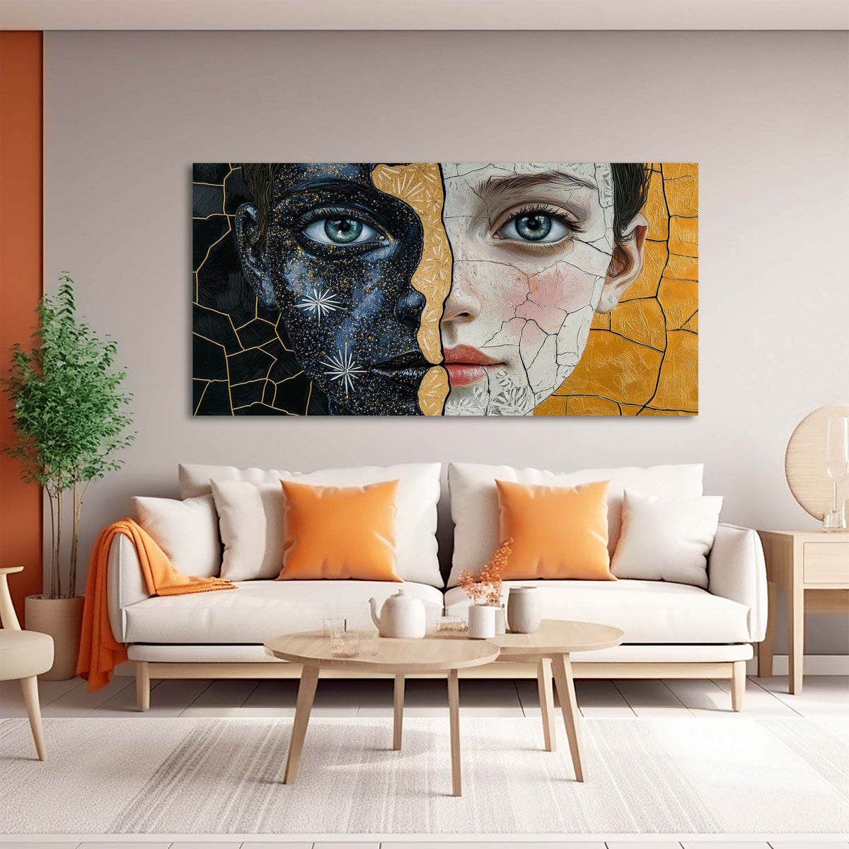 Yellow Mysterious Horror Wall Art for Living Room Canvas Painting Prints Artwork Family Bedroom Office Decor