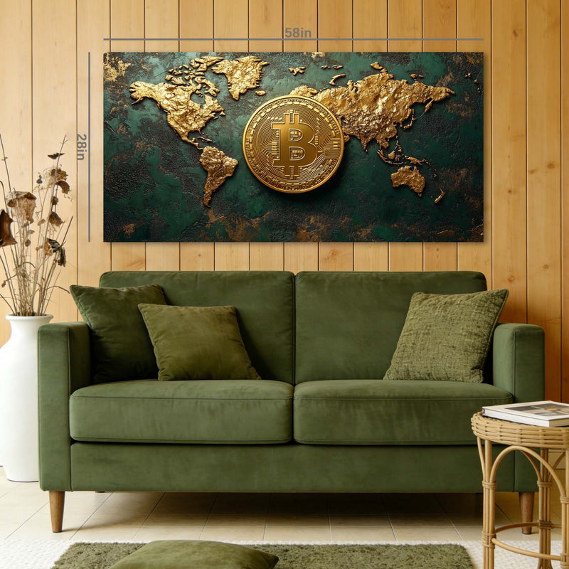 Green Retro Maps Canvas Wall Art for Living Room Prints Artwork Bedroom Office Decor
