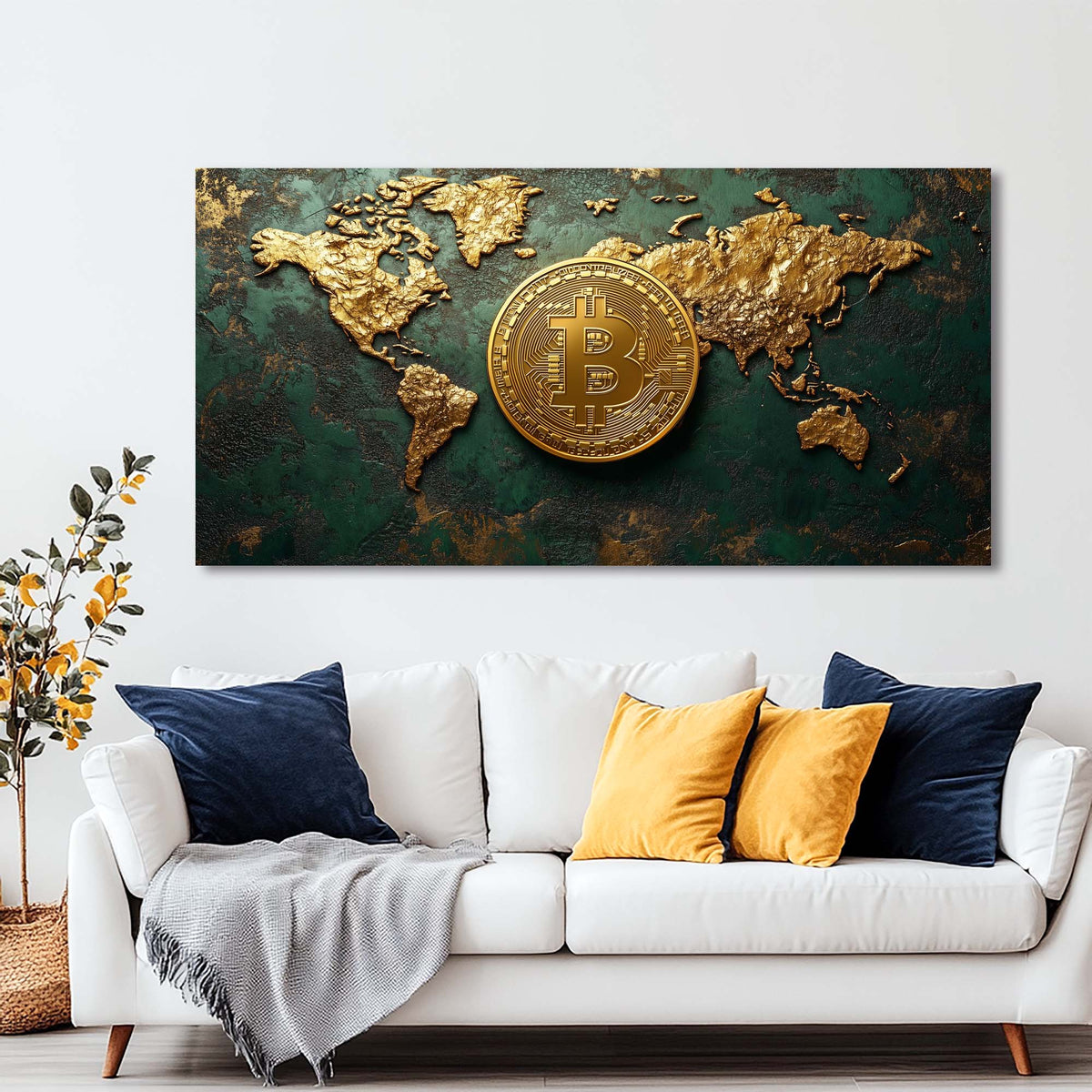 Green Retro Maps Canvas Wall Art for Living Room Prints Artwork Bedroom Office Decor