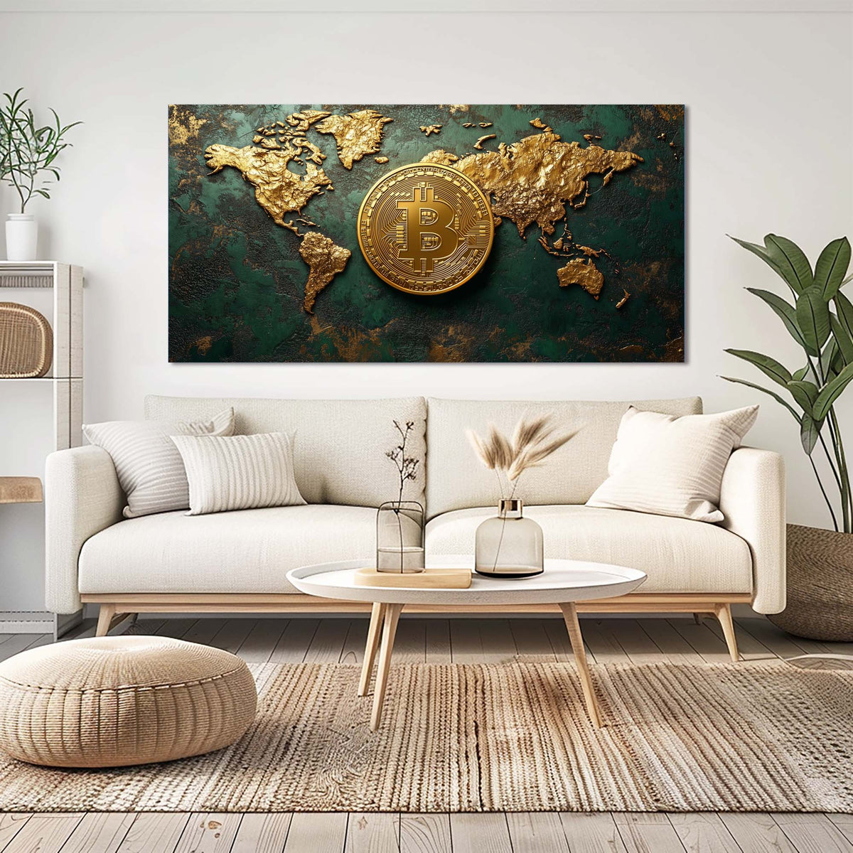 Green Retro Maps Canvas Wall Art for Living Room Prints Artwork Bedroom Office Decor