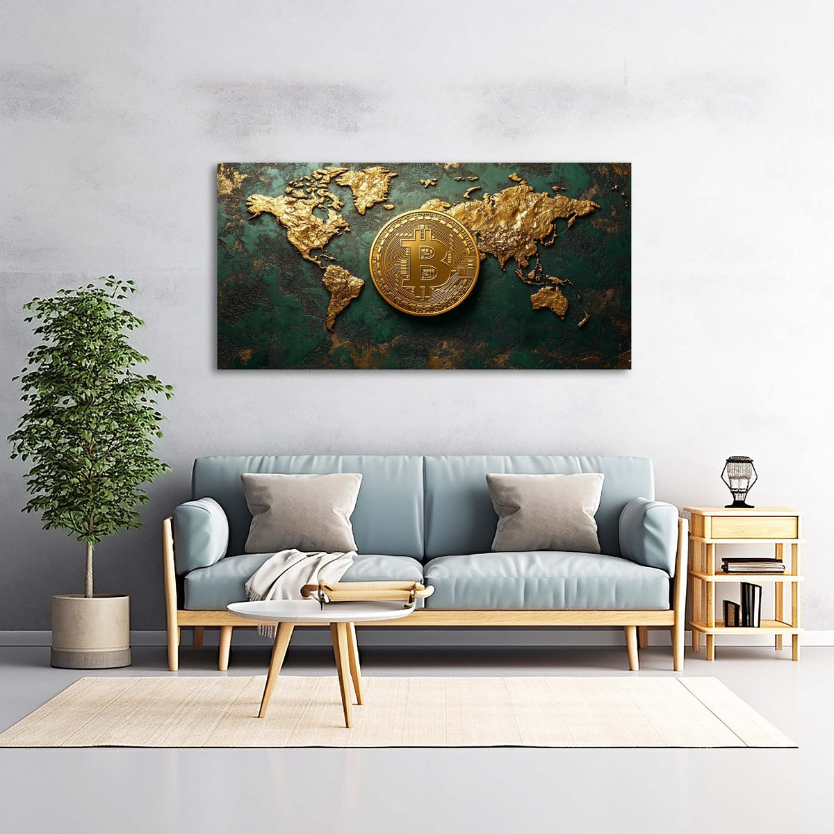 Green Retro Maps Canvas Wall Art for Living Room Prints Artwork Bedroom Office Decor