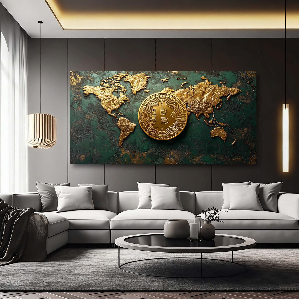 Green Retro Maps Canvas Wall Art for Living Room Prints Artwork Bedroom Office Decor