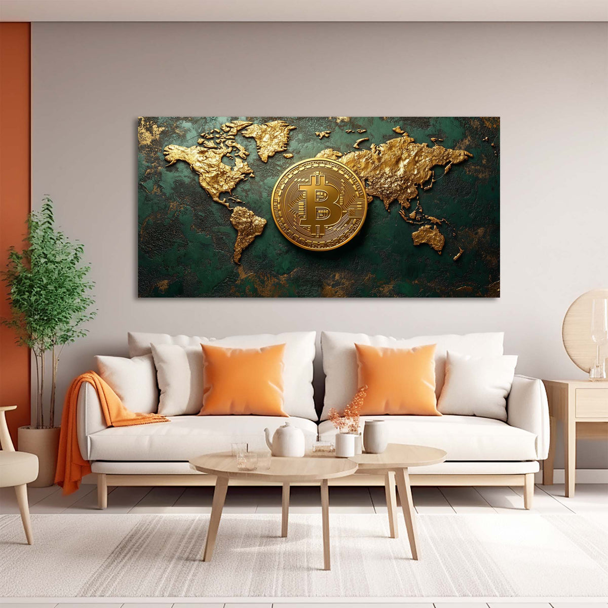 Green Retro Maps Canvas Wall Art for Living Room Prints Artwork Bedroom Office Decor