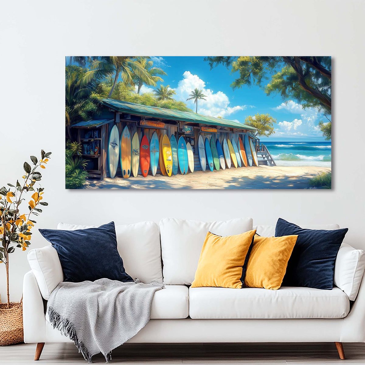Yellow Tropical Nature Wall Art for Living Room Canvas Painting Prints Artwork Family Bedroom Office Decor