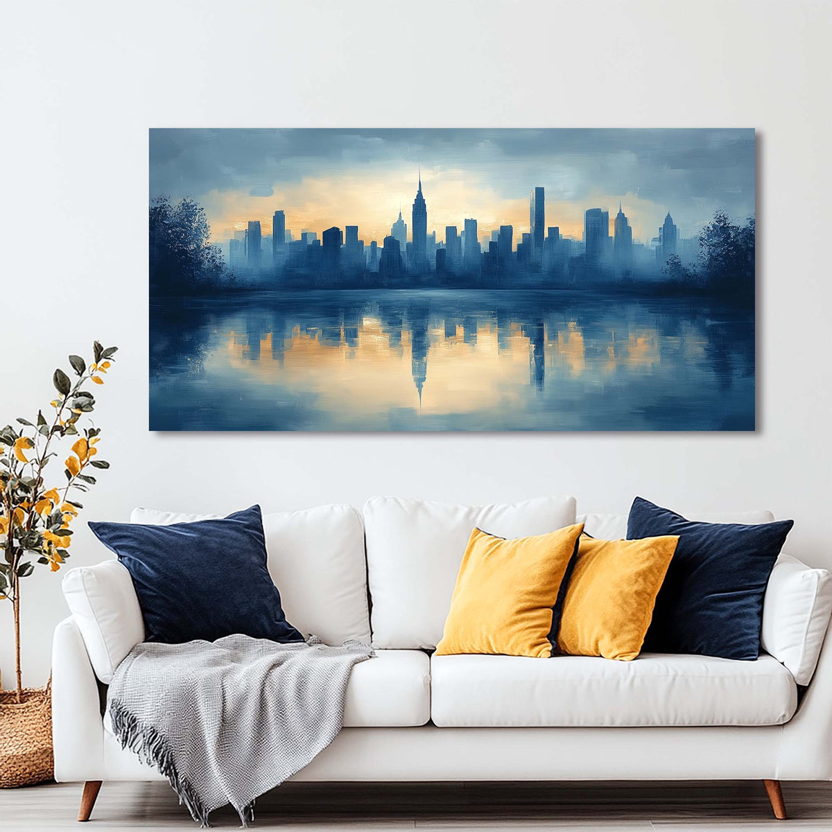 Yellow Urban Nature Wall Art for Living Room Canvas Painting Prints Artwork Family Bedroom Office Decor