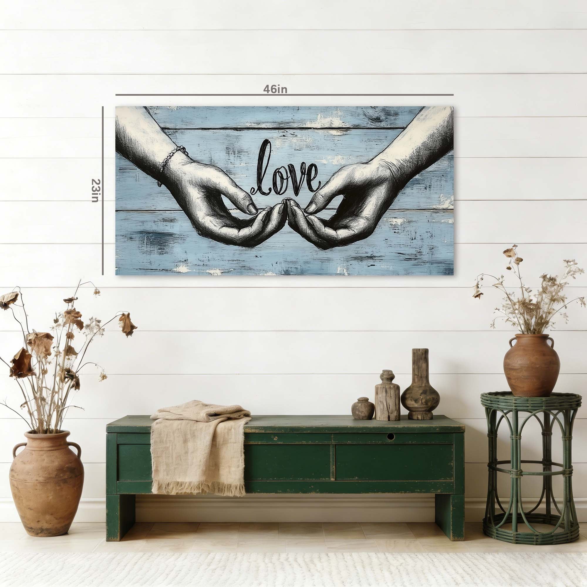 Blue Retro Vintage Wall Art Canvas Painting Prints Artwor Office Bedroom Living Room Decor