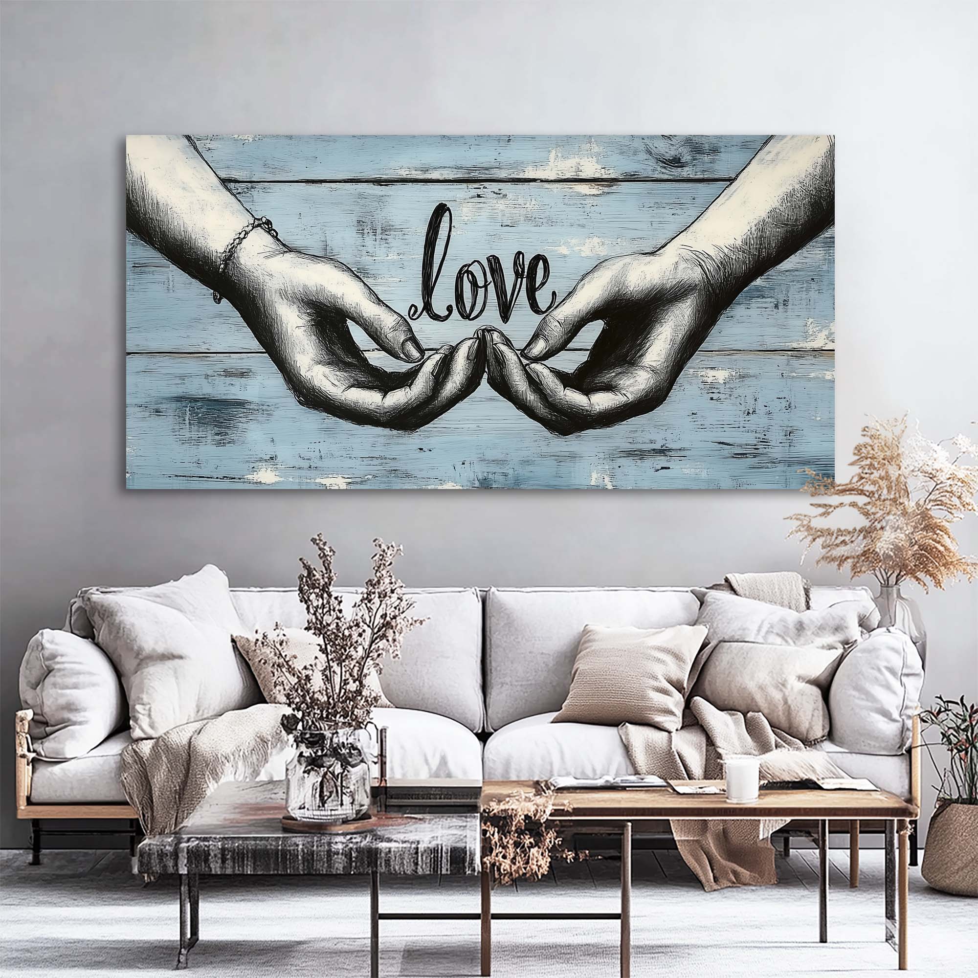Blue Retro Vintage Wall Art Canvas Painting Prints Artwor Office Bedroom Living Room Decor