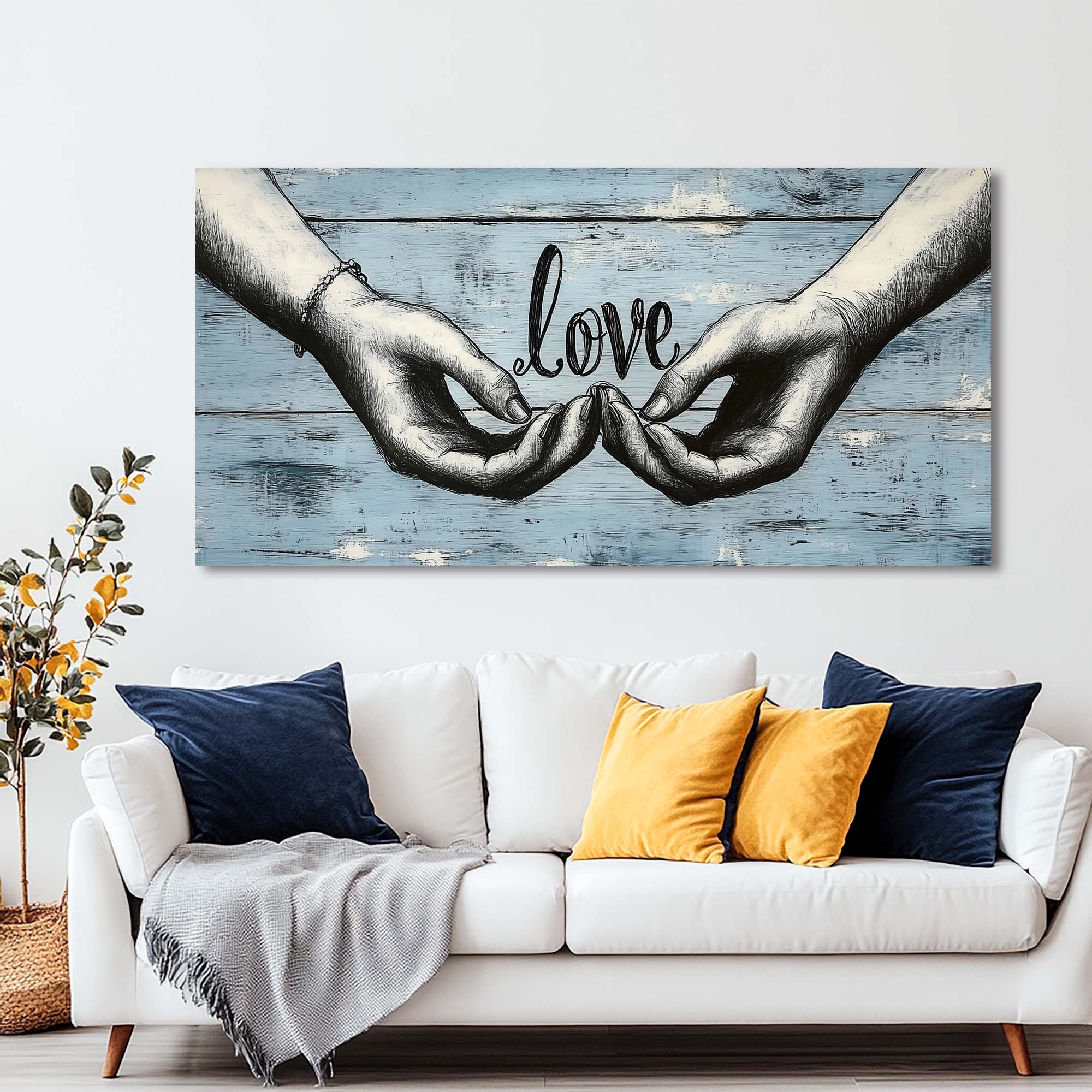 Blue Retro Vintage Wall Art Canvas Painting Prints Artwor Office Bedroom Living Room Decor