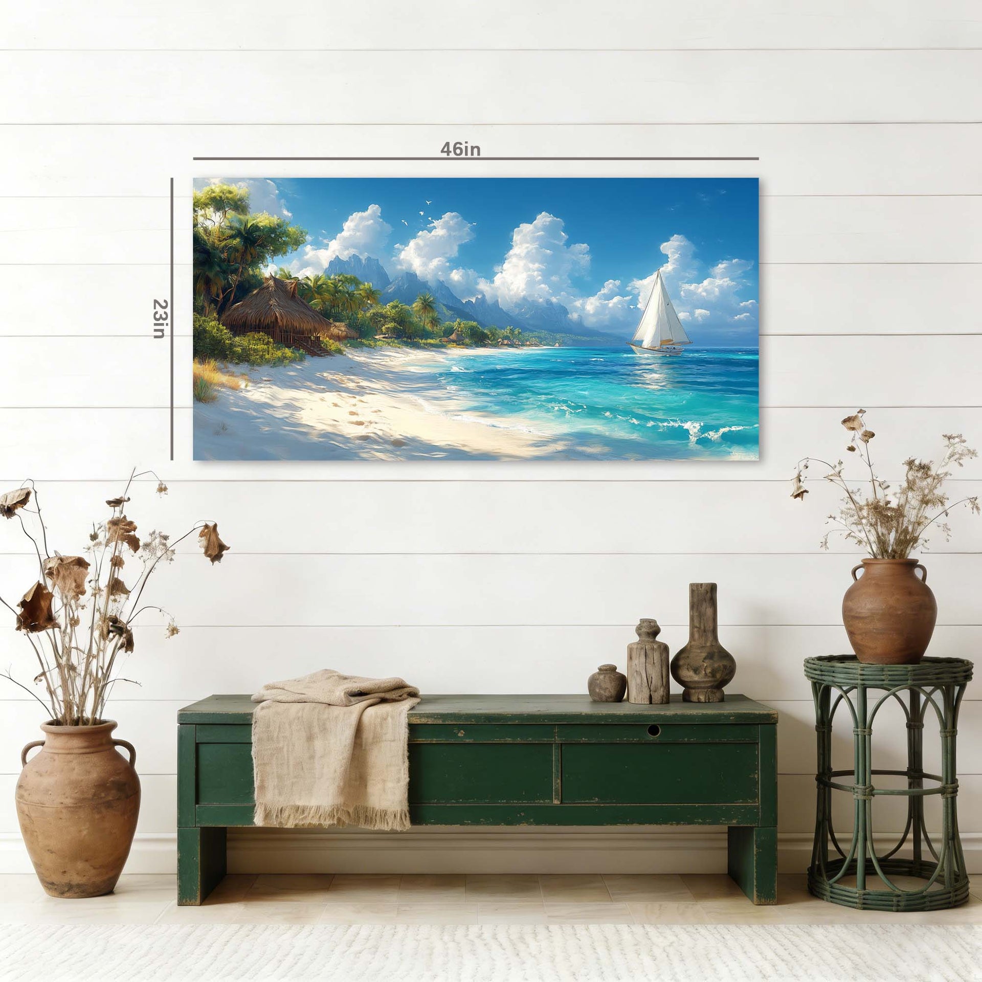 White Tropical Nature Wall Art Modern Canvas Painting Prints Artwork Office Hallway Bedroom Living Room Decor