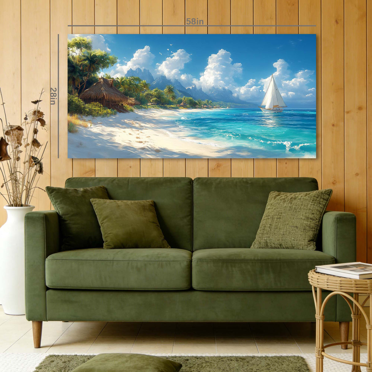 White Tropical Nature Wall Art Modern Canvas Painting Prints Artwork Office Hallway Bedroom Living Room Decor