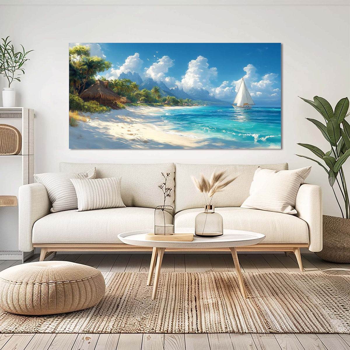 White Tropical Nature Wall Art Modern Canvas Painting Prints Artwork Office Hallway Bedroom Living Room Decor