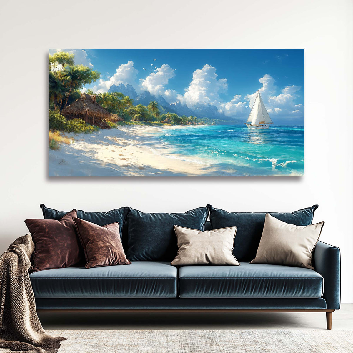 White Tropical Nature Wall Art Modern Canvas Painting Prints Artwork Office Hallway Bedroom Living Room Decor