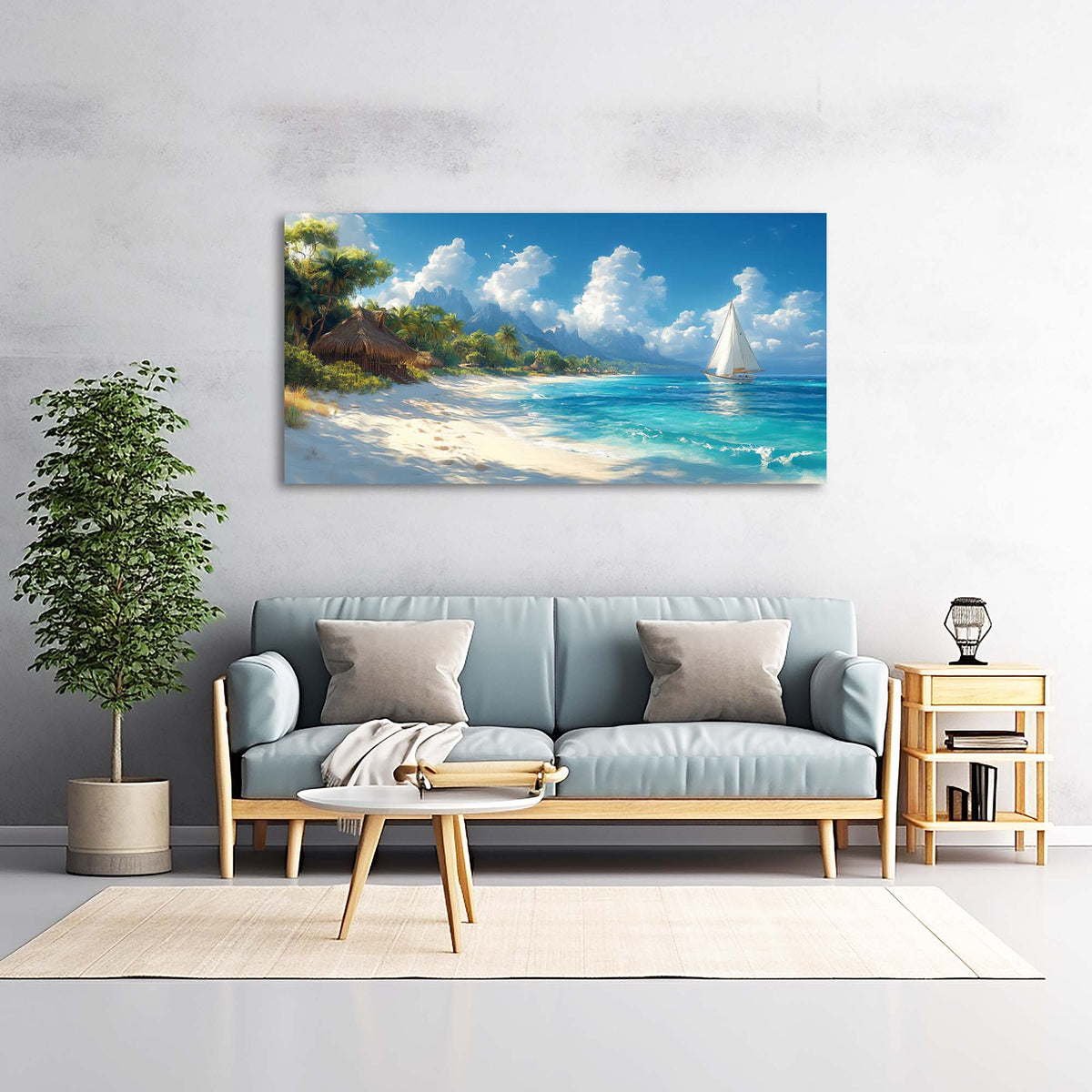 White Tropical Nature Wall Art Modern Canvas Painting Prints Artwork Office Hallway Bedroom Living Room Decor