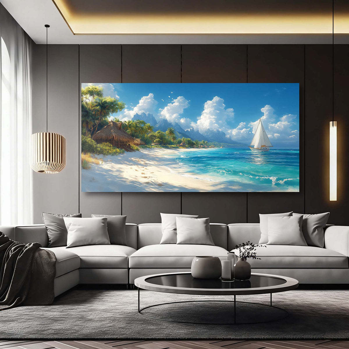 White Tropical Nature Wall Art Modern Canvas Painting Prints Artwork Office Hallway Bedroom Living Room Decor