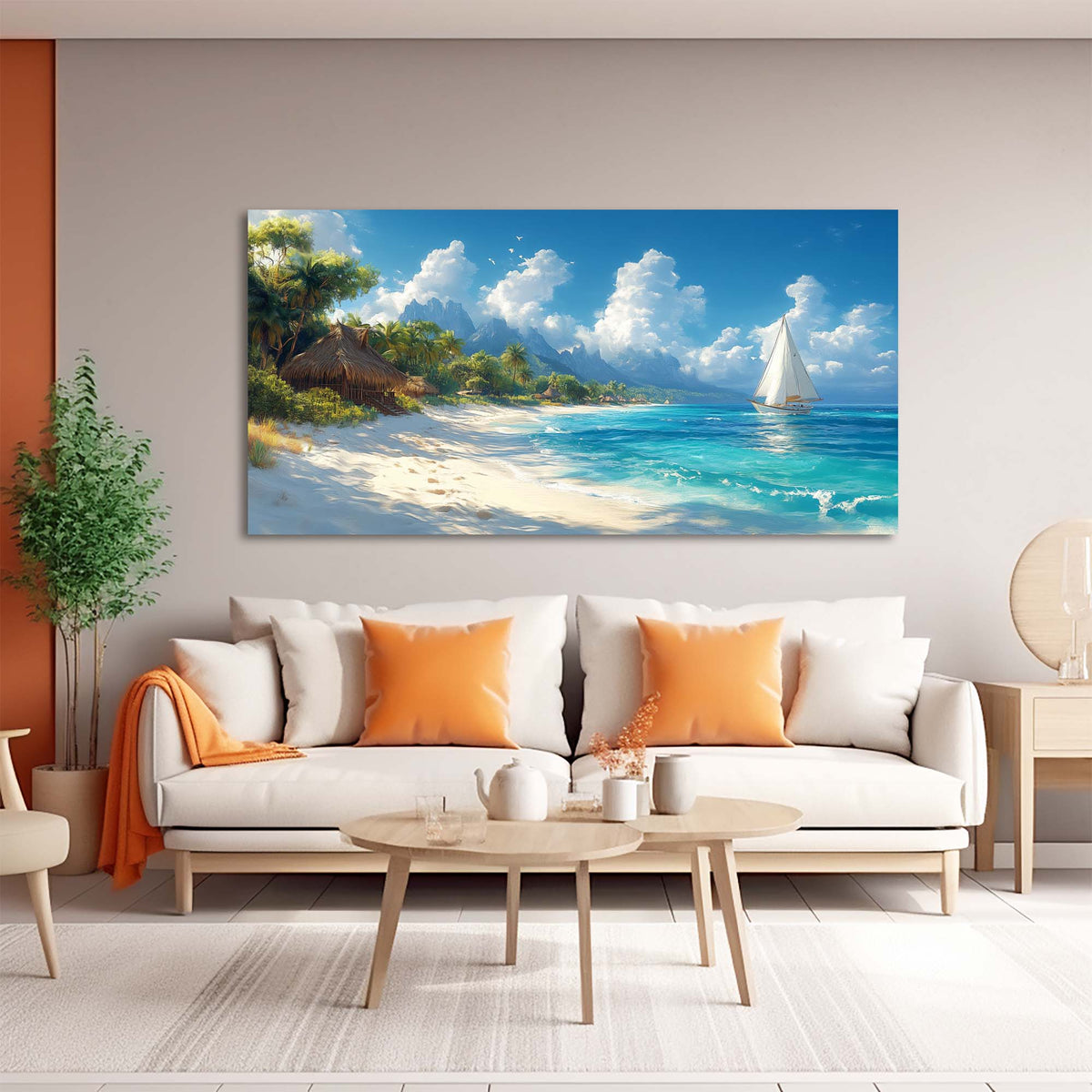 White Tropical Nature Wall Art Modern Canvas Painting Prints Artwork Office Hallway Bedroom Living Room Decor