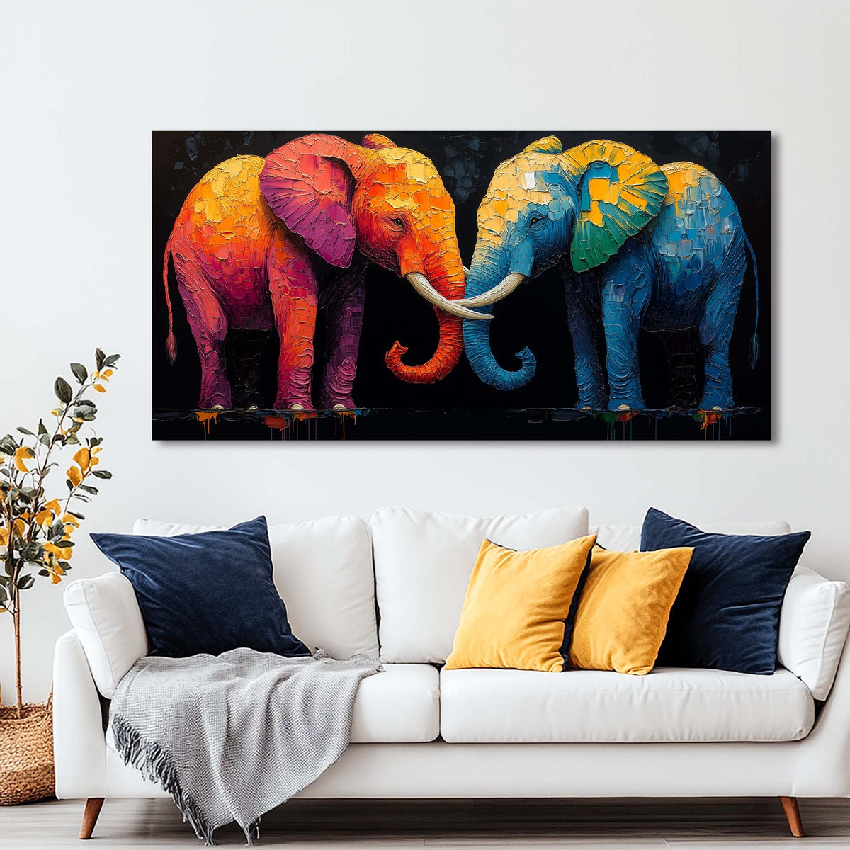 Yellow Black and White Abstract Wall Art for Living Room Canvas Painting Prints Artwork Family Bedroom Office Decor