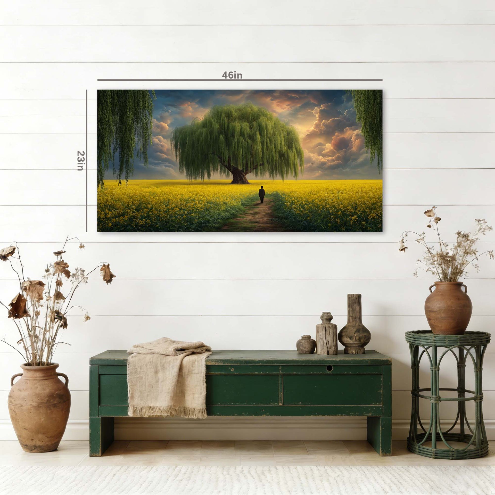 Yellow Mysterious Horror Canvas Wall Art for Living Room Prints Artwork Bedroom Office Decor