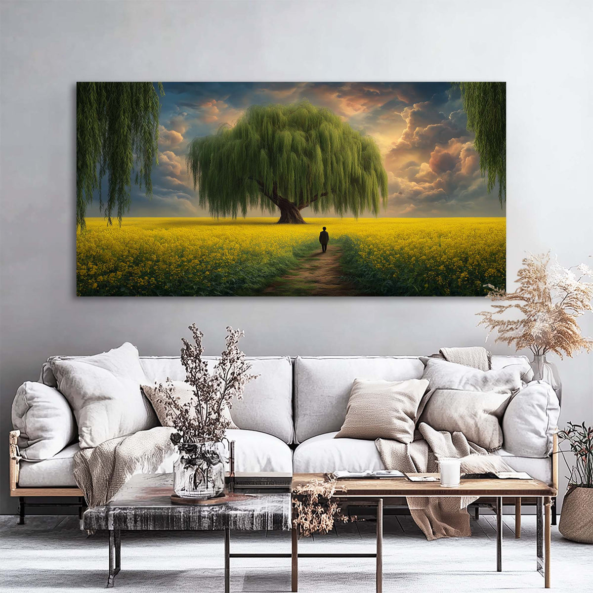 Yellow Mysterious Horror Canvas Wall Art for Living Room Prints Artwork Bedroom Office Decor