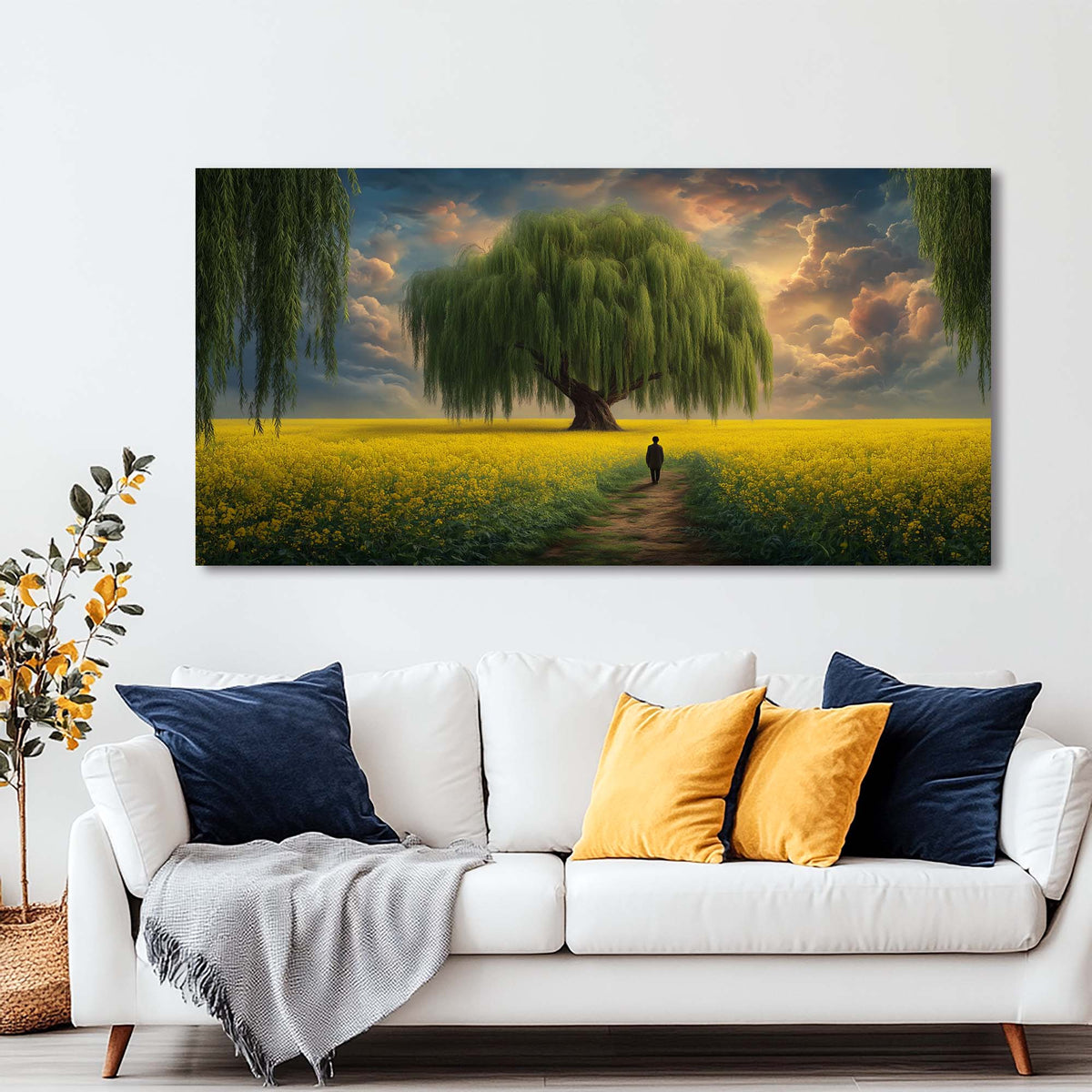 Yellow Mysterious Horror Canvas Wall Art for Living Room Prints Artwork Bedroom Office Decor