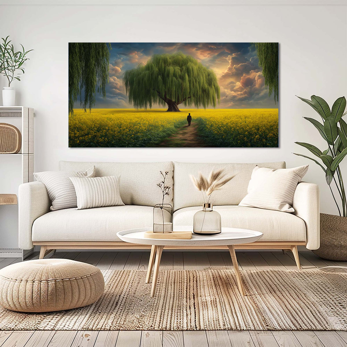 Yellow Mysterious Horror Canvas Wall Art for Living Room Prints Artwork Bedroom Office Decor